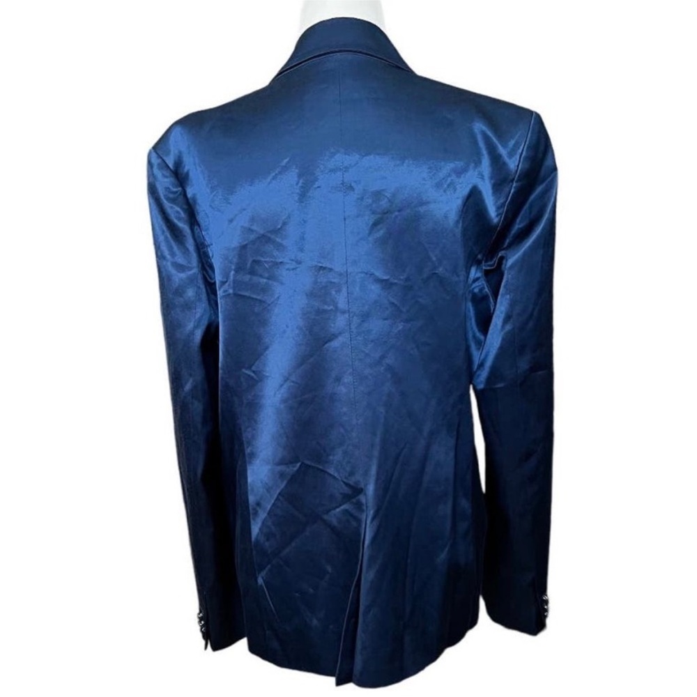 STAUD Shiny Royal Blue Satin Blazer - Picture 8 of 12